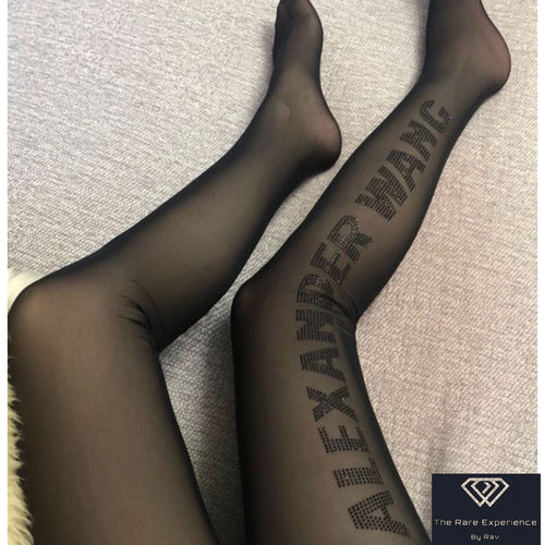 RARE Designer 2 Embellished Logo Hosiery