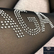 Load image into Gallery viewer, RARE Designer Embellished Logo Hosiery